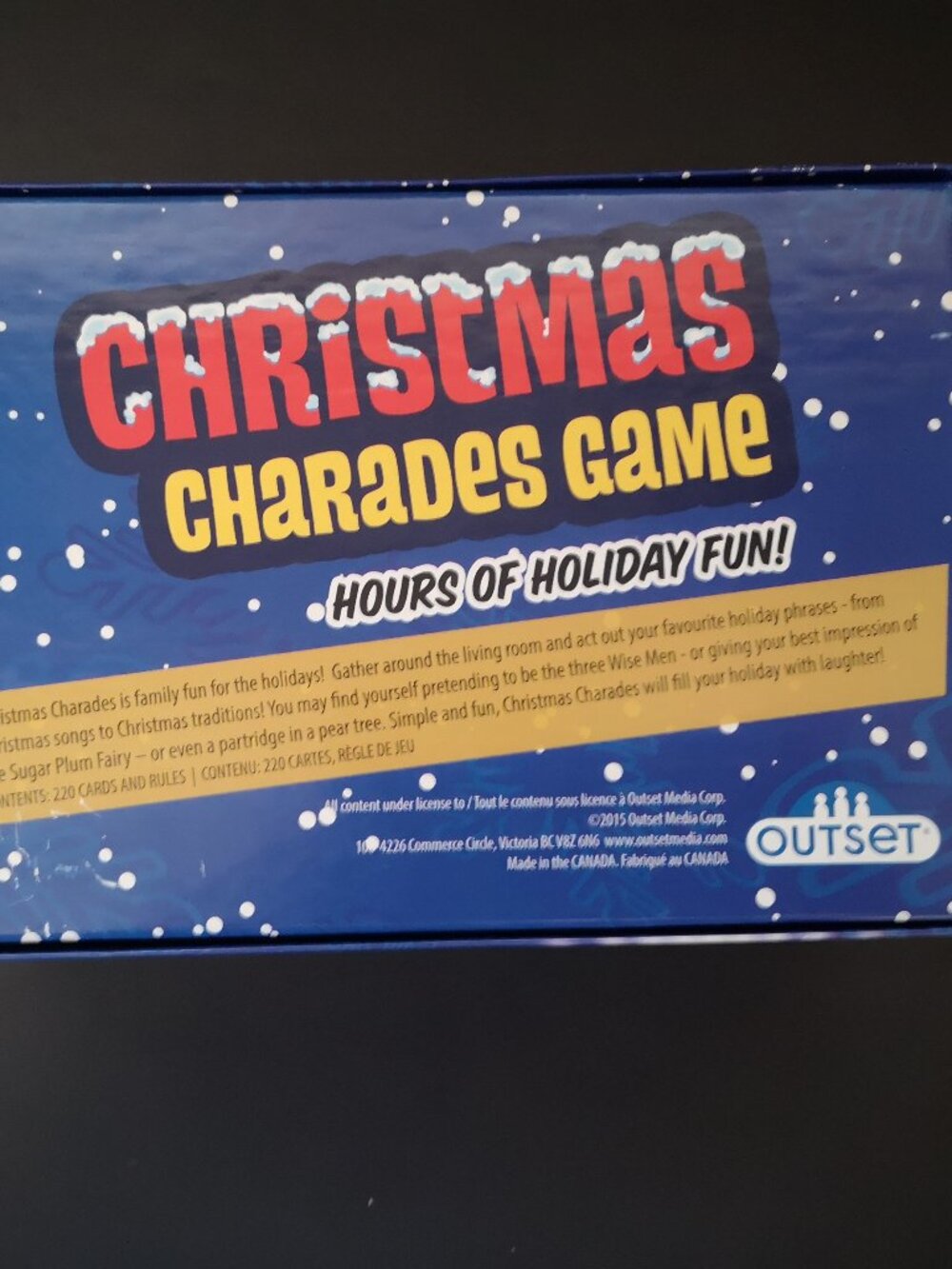 Outset Christmas Charades Game for 4+ players & Ages 8+ Made in Canada Complete